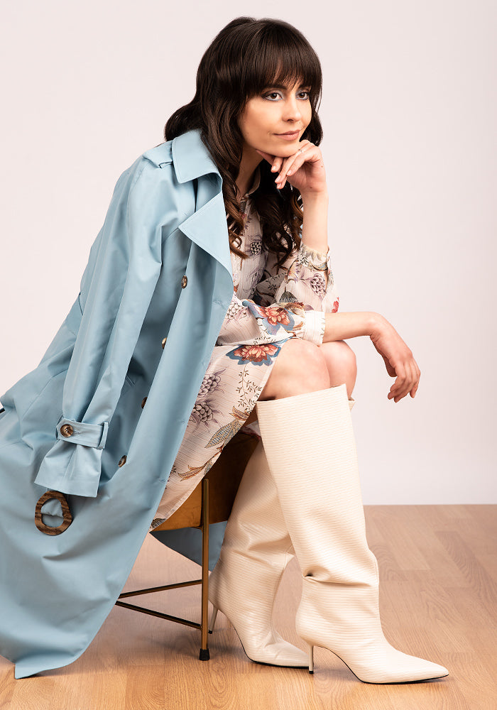 Lightweight Women's Oversized Trench Coat in Light blue