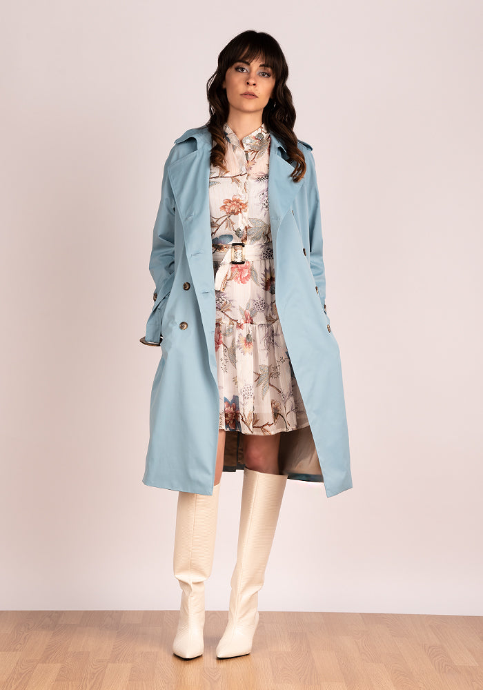 Lightweight Women's Oversized Trench Coat in Light blue