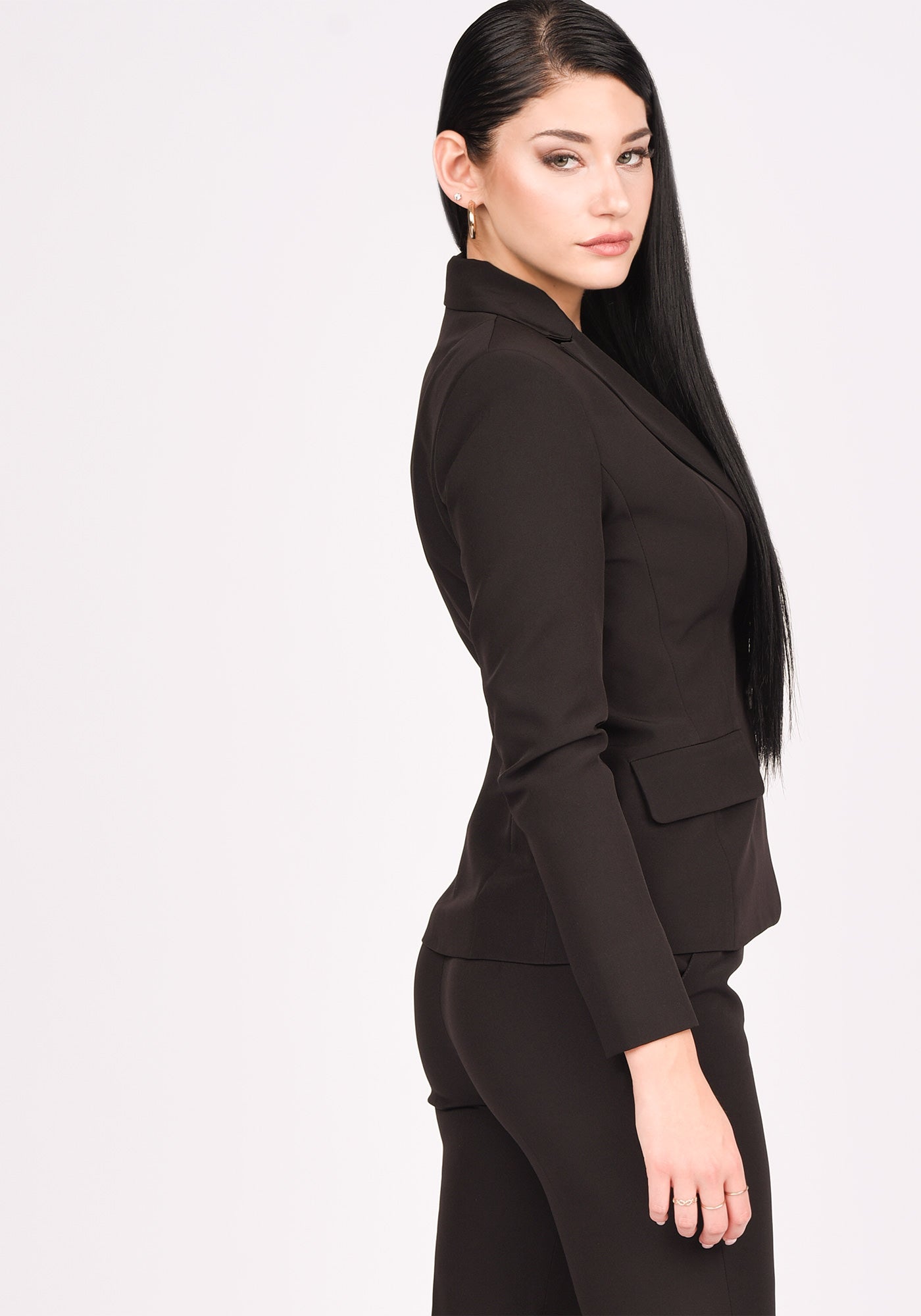 Women's Tailored Single Breasted Blazer in Black