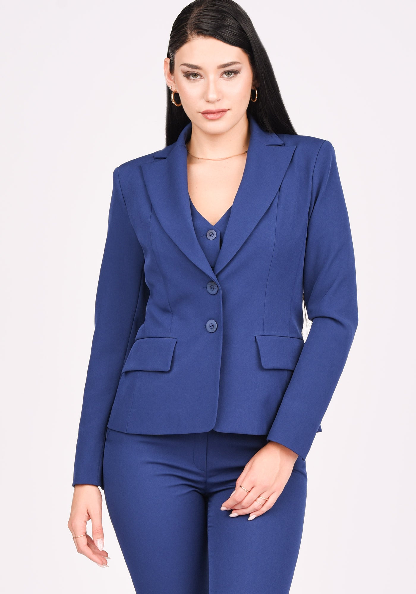 Women's Tailored Single Breasted Blazer in Blue