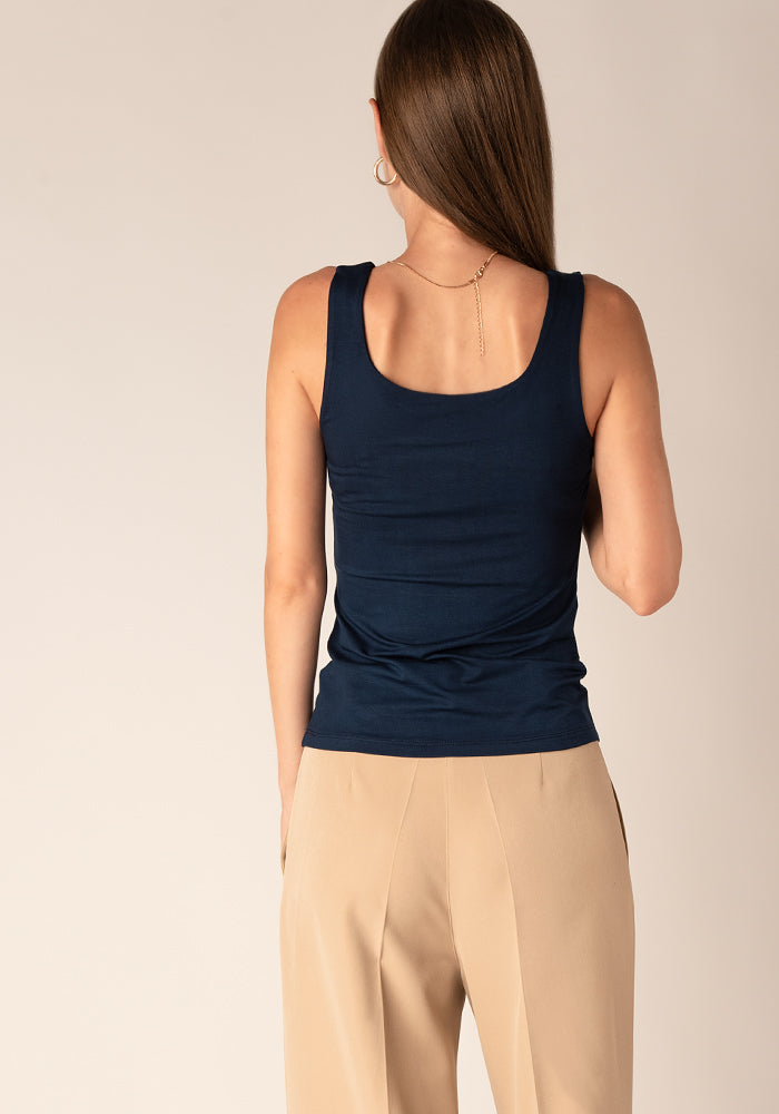Women's Tailored Jersey Tank Top in Navy
