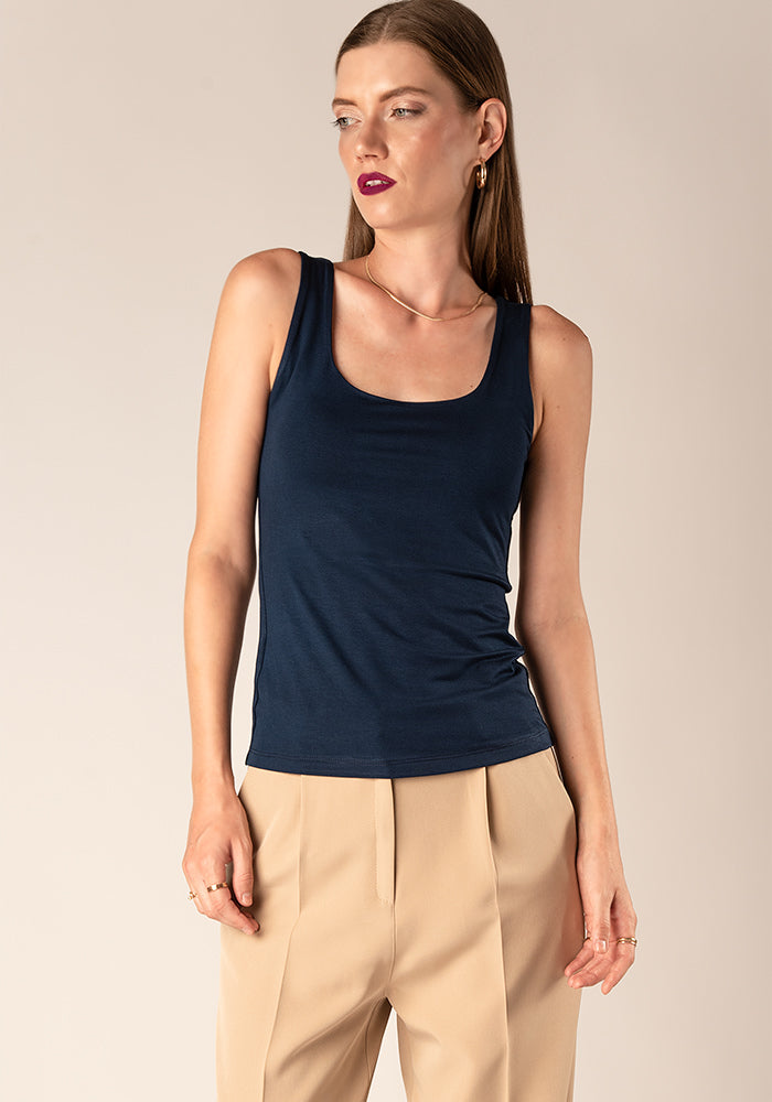 Women's Tailored Jersey Tank Top in Navy