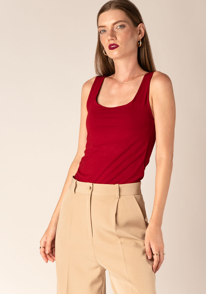 Women's Tailored Jersey Tank Top in Red