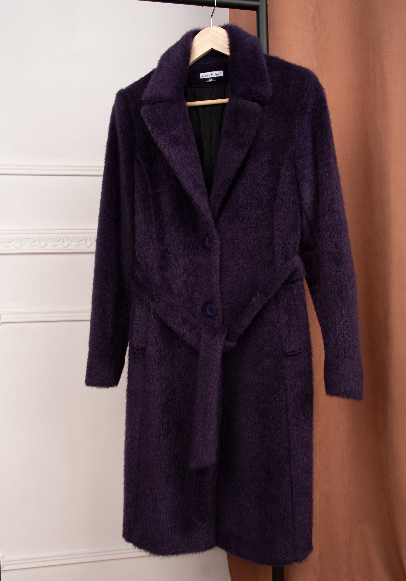 Вталено Дамско Палто със съдържание на Кашмир в Тъмнолилаво