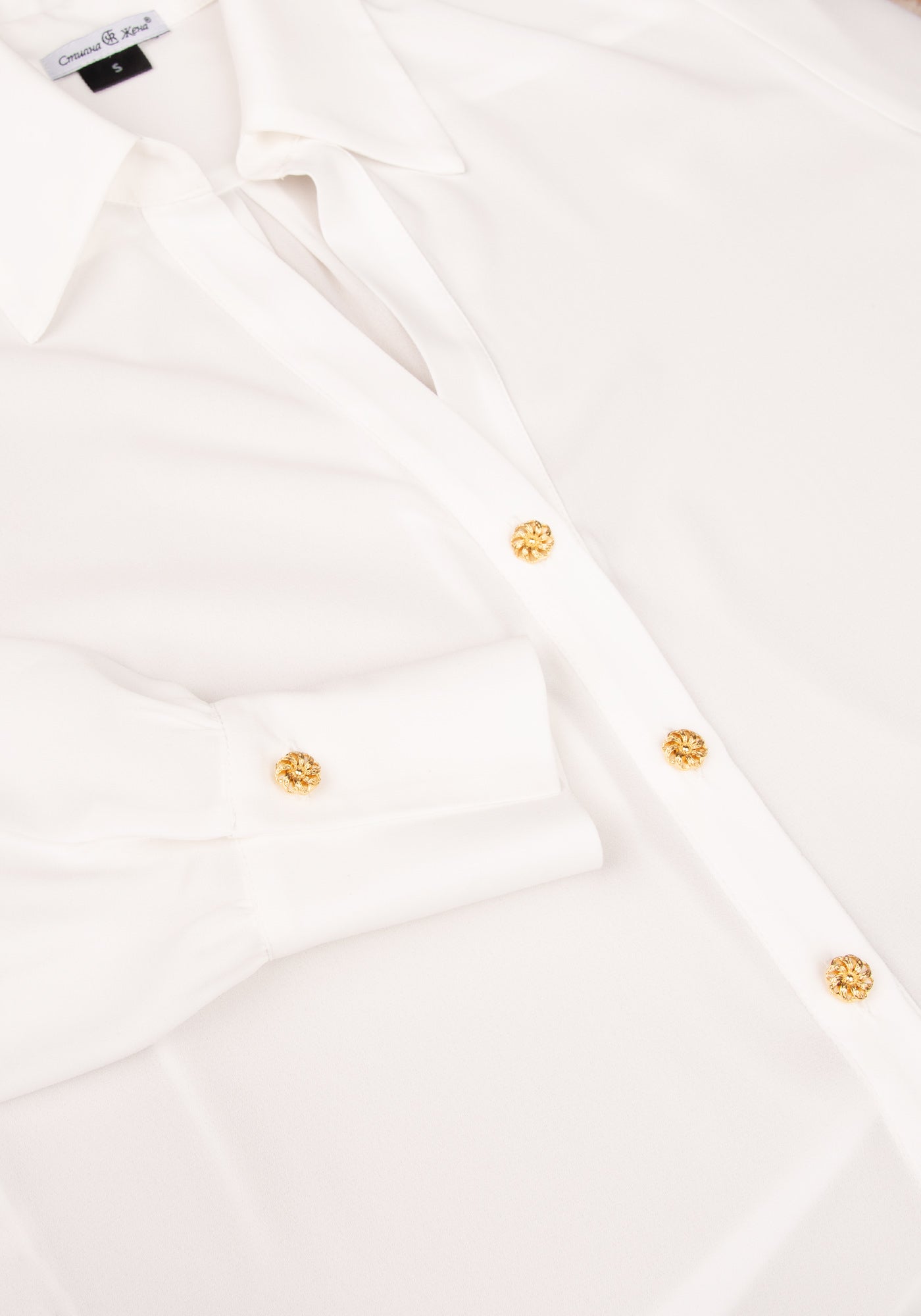 Women's Relaxed Shirt with Gold buttons in Ecru