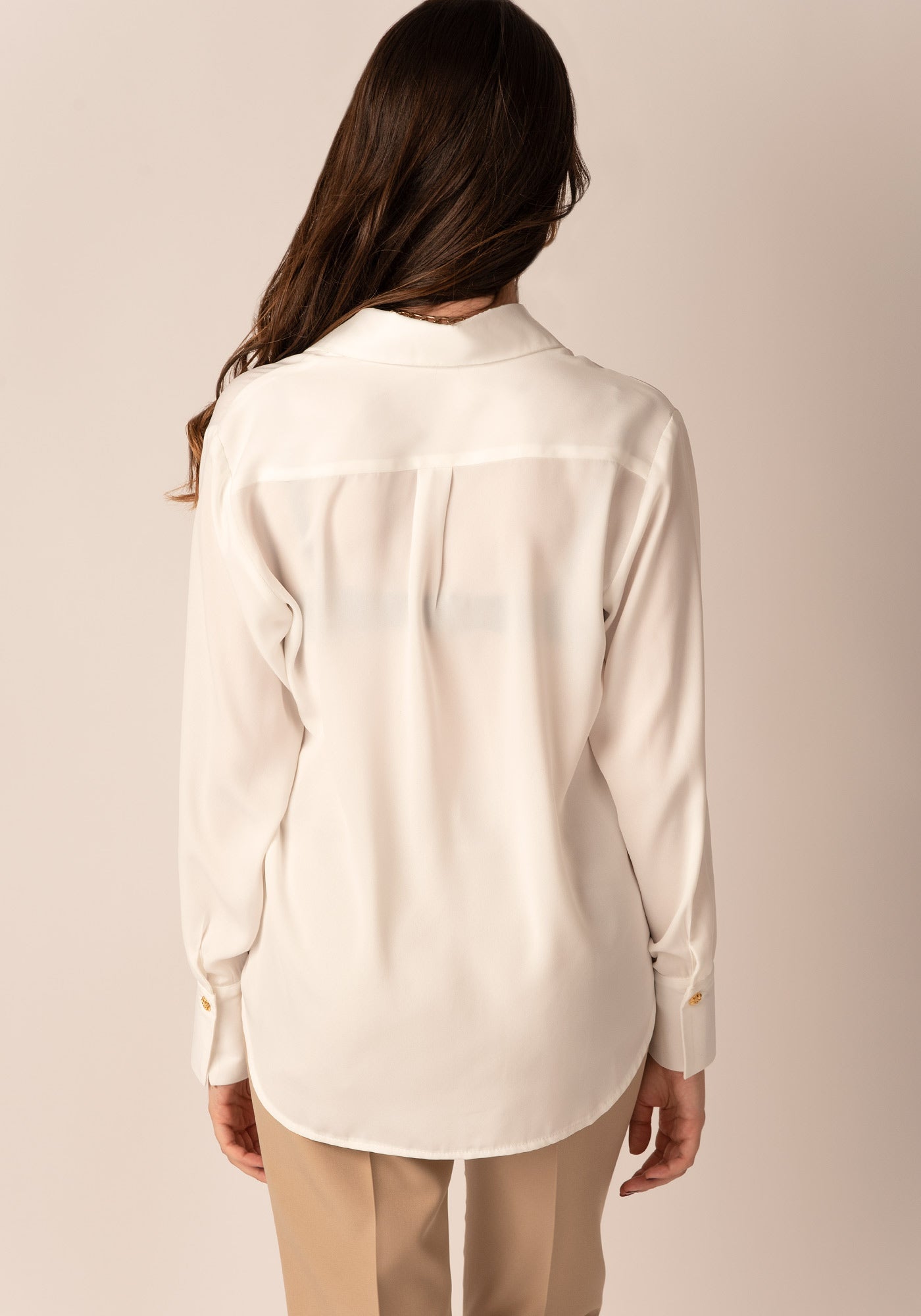 Women's Relaxed Shirt with Gold buttons in Ecru