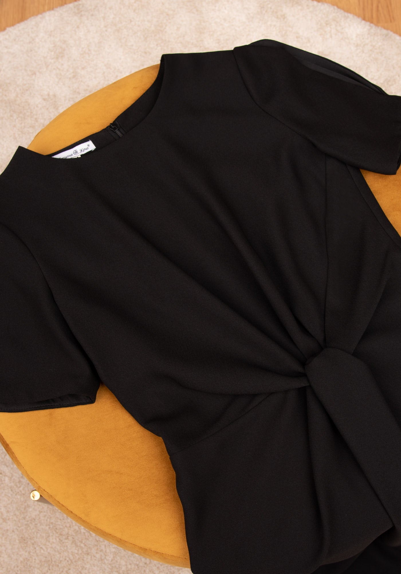 Elegant Twisted Front Midi Occasion Dress in Black