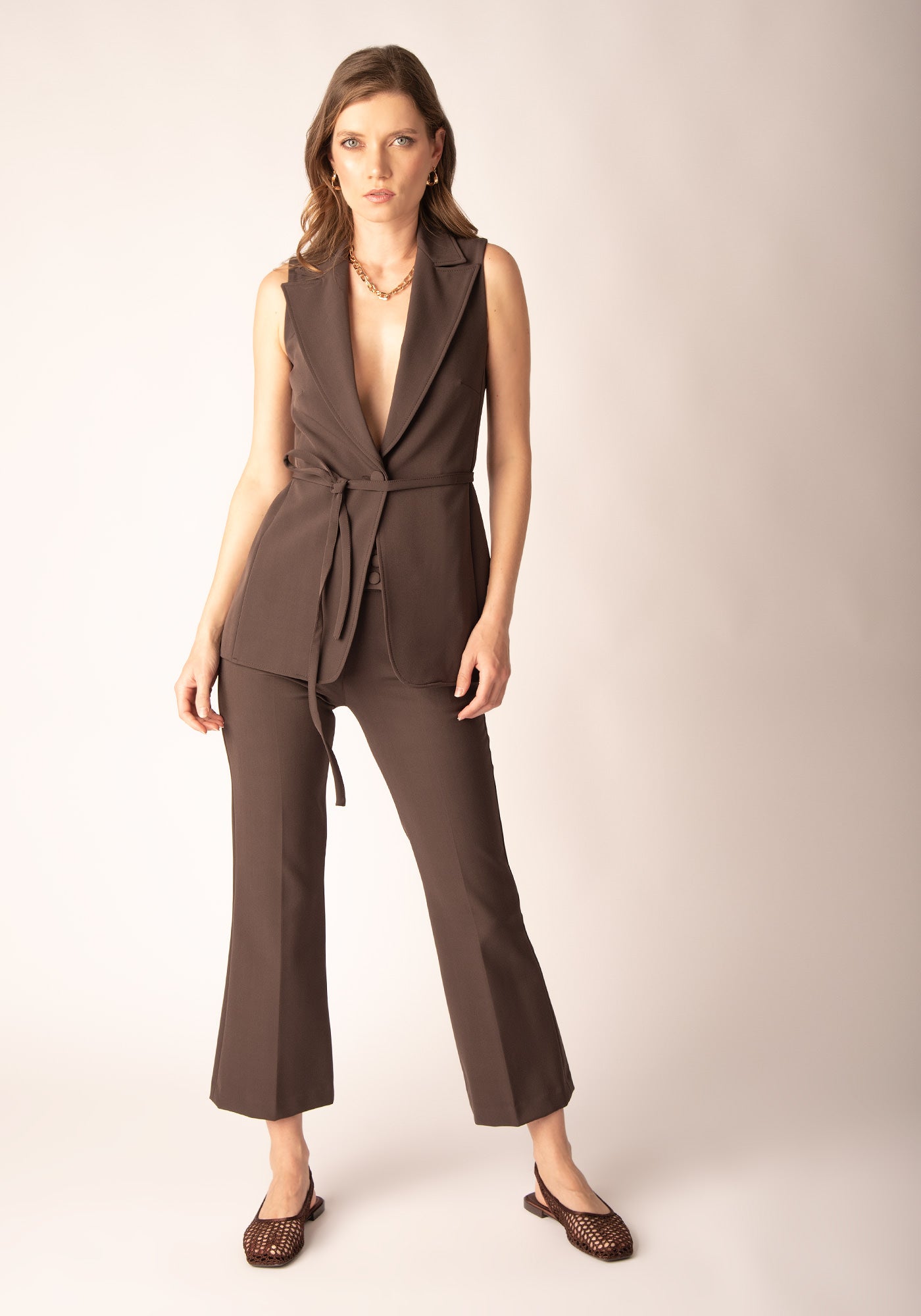 Women's Tailored Waistcoat in Espresso brown