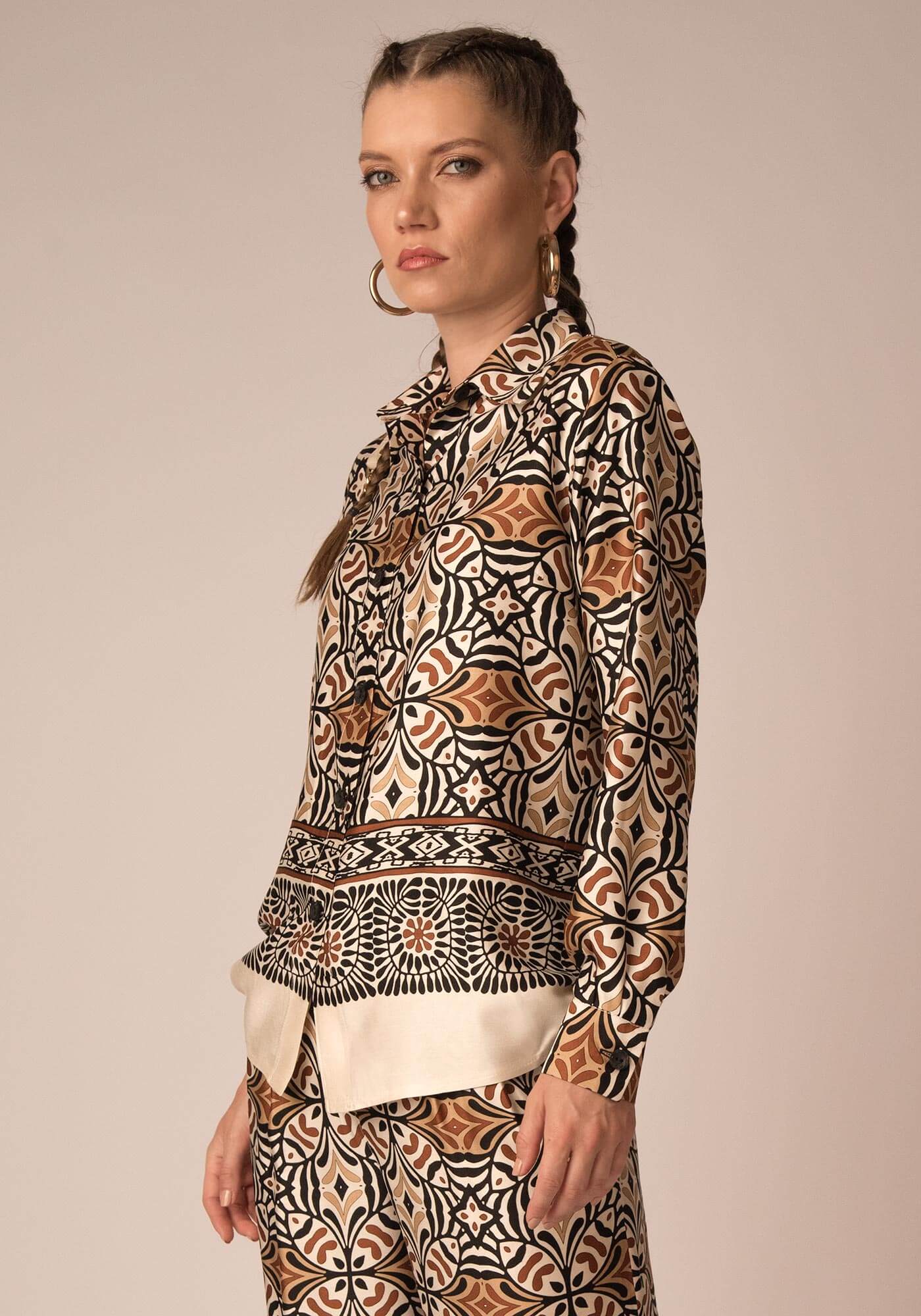Printed Viscose Satin Shirt