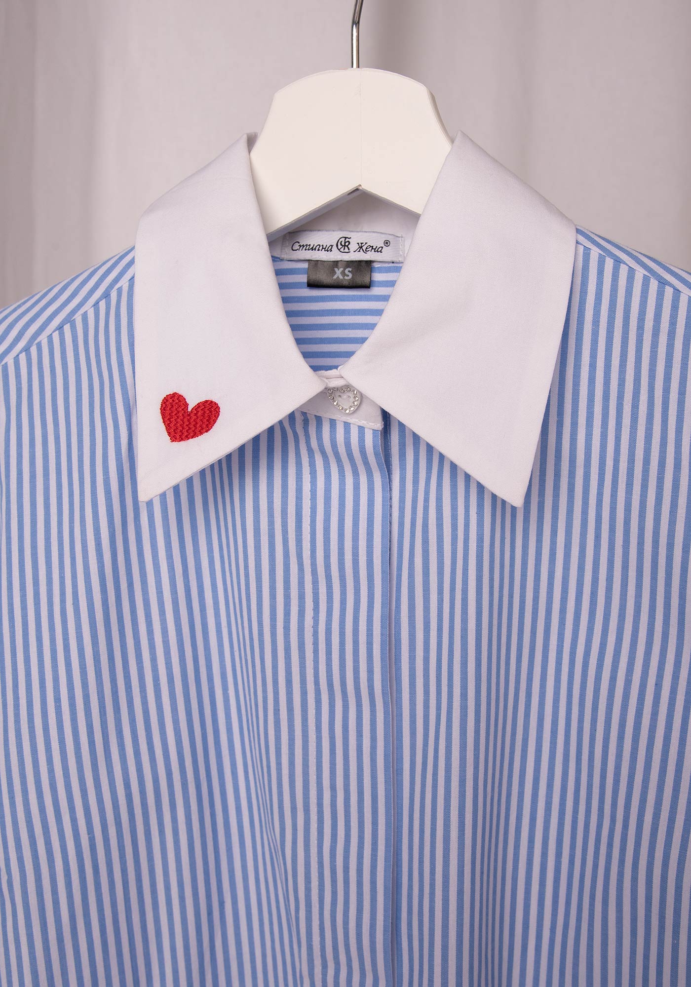 Дамска Памучна Риза със Светлосиньо райе