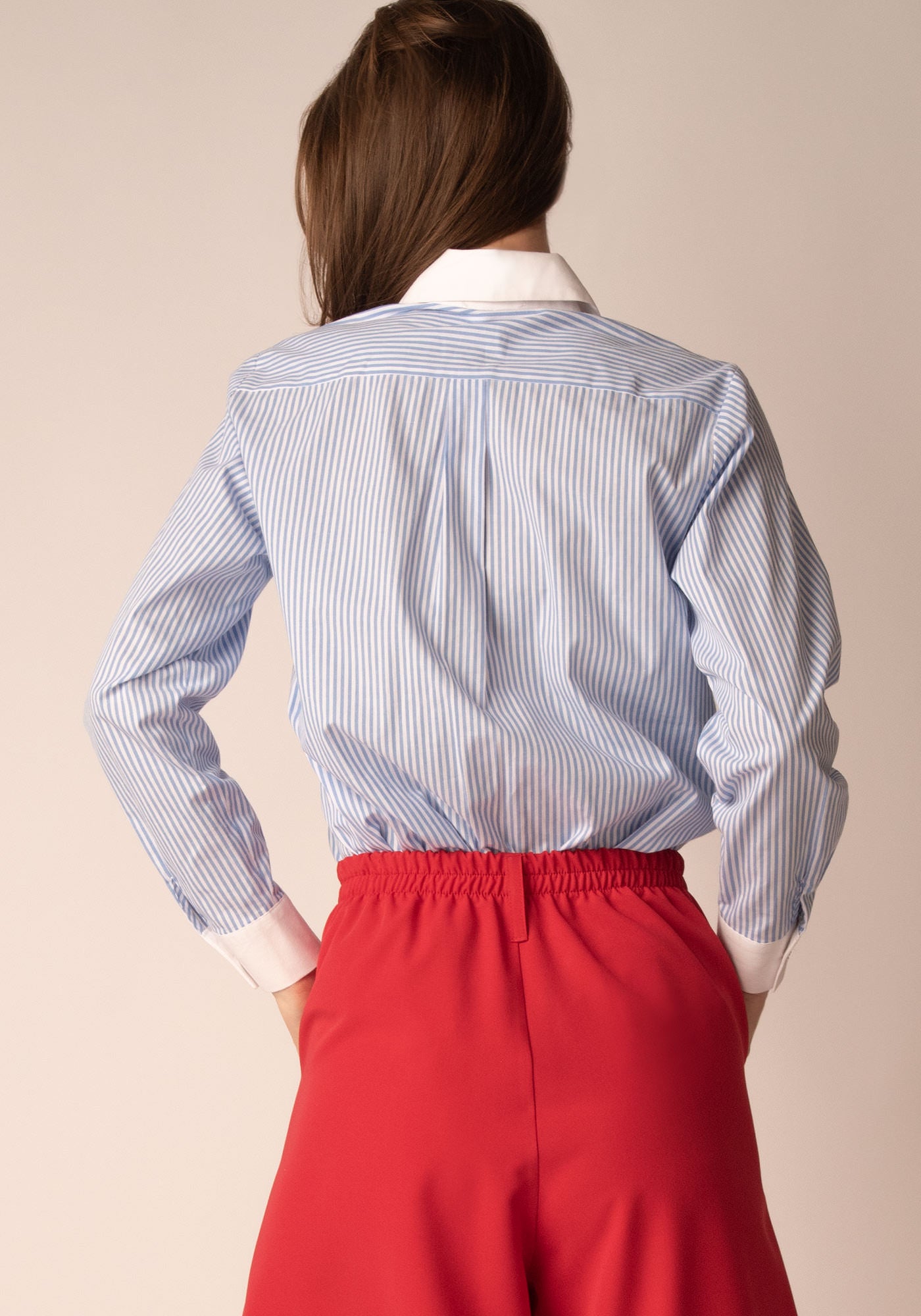 Дамска Памучна Риза със Светлосиньо райе