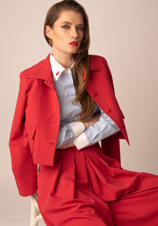 Дамска Памучна Риза със Светлосиньо райе