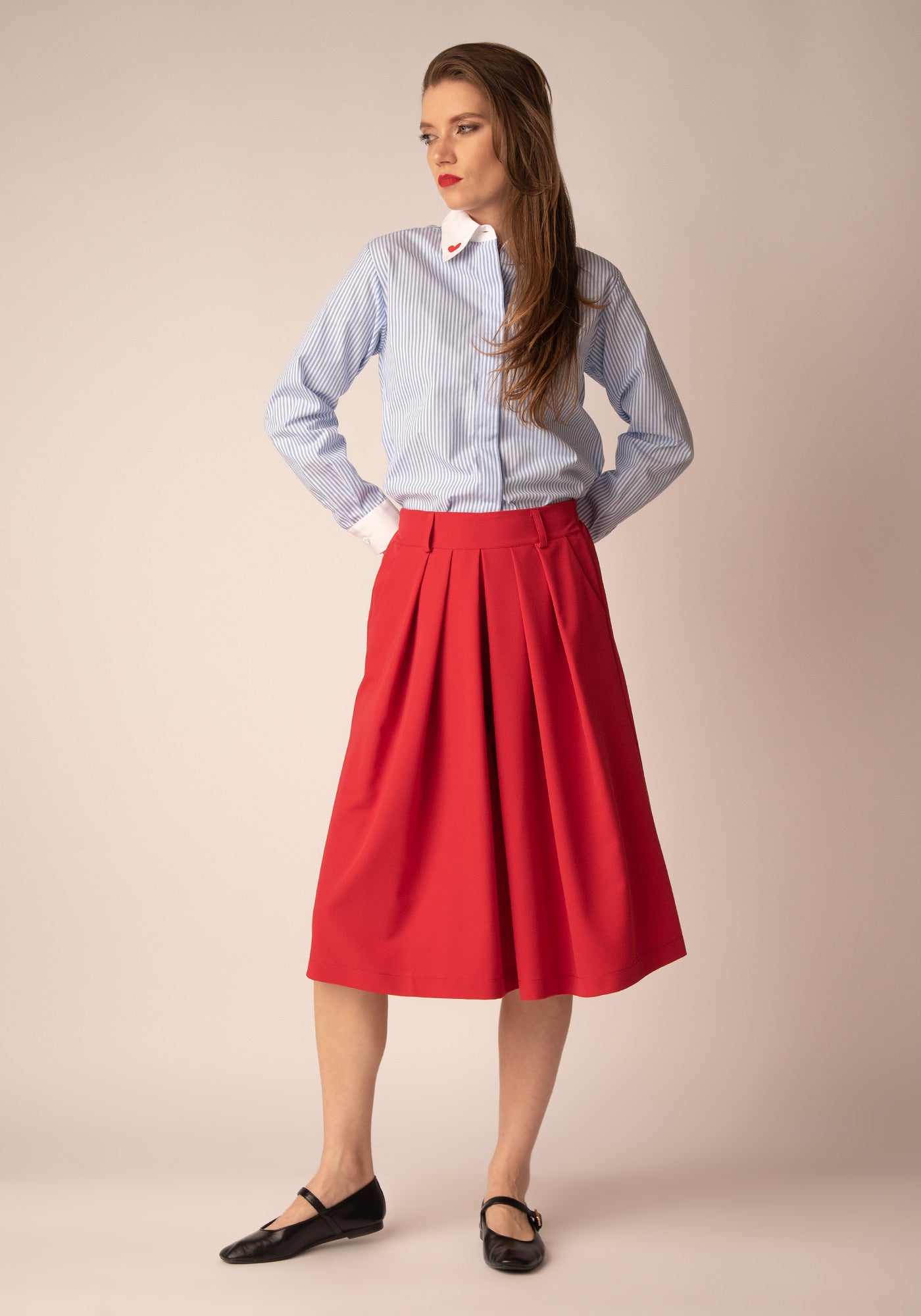 Дамска Памучна Риза със Светлосиньо райе