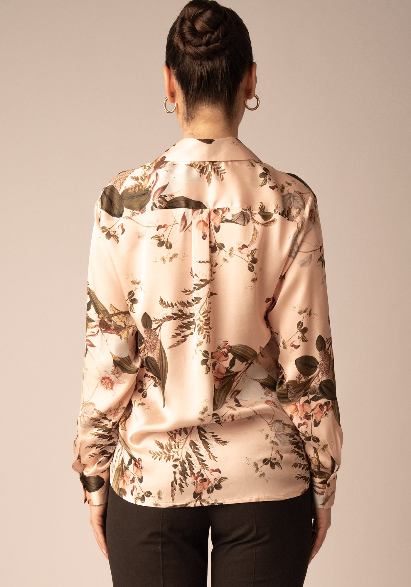 Button up Satin Shirt in Floral blush