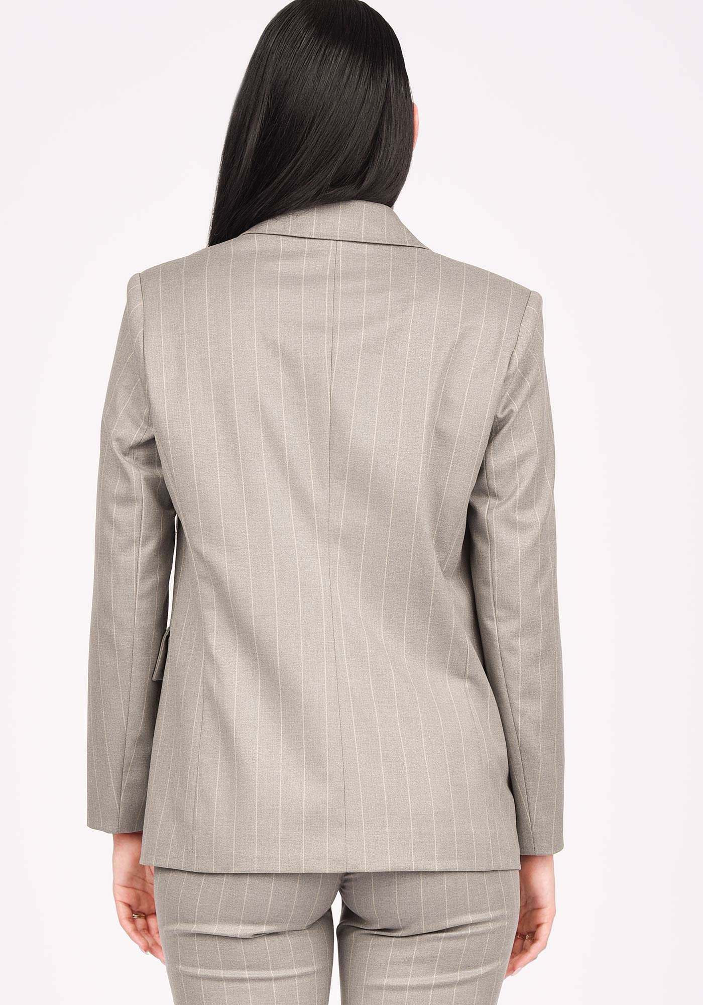Single Breasted Oversized Women's Blazer in Pinstripe grey