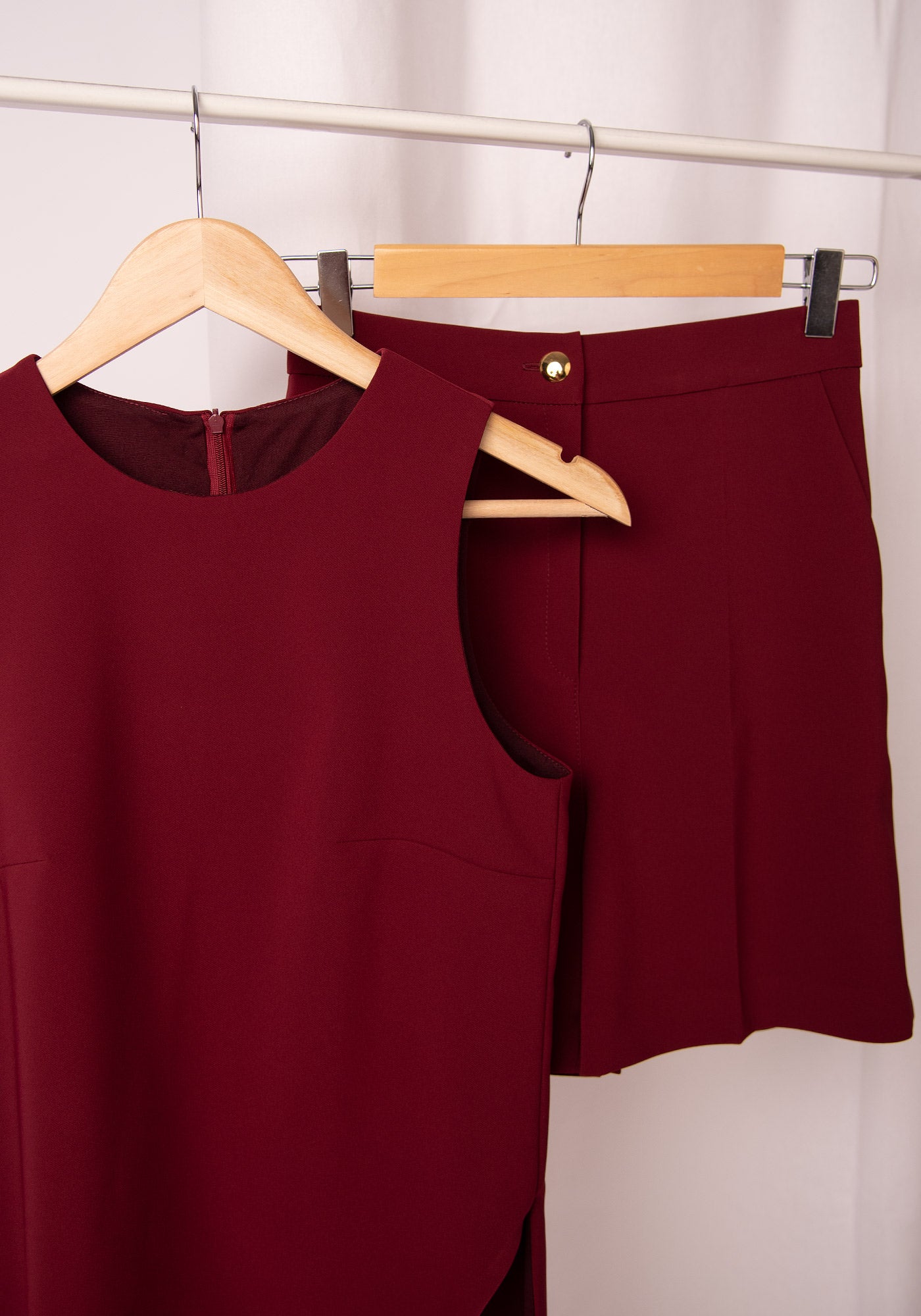 Women's High Waisted Shorts in Wine Red
