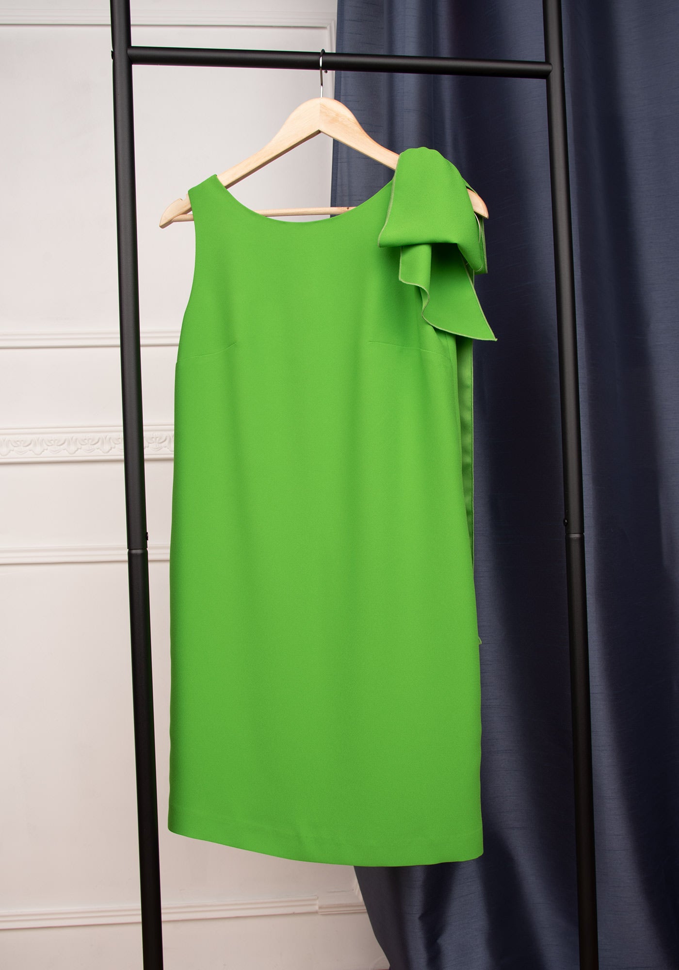 Bow Shoulder Mini Dress in Apple Green