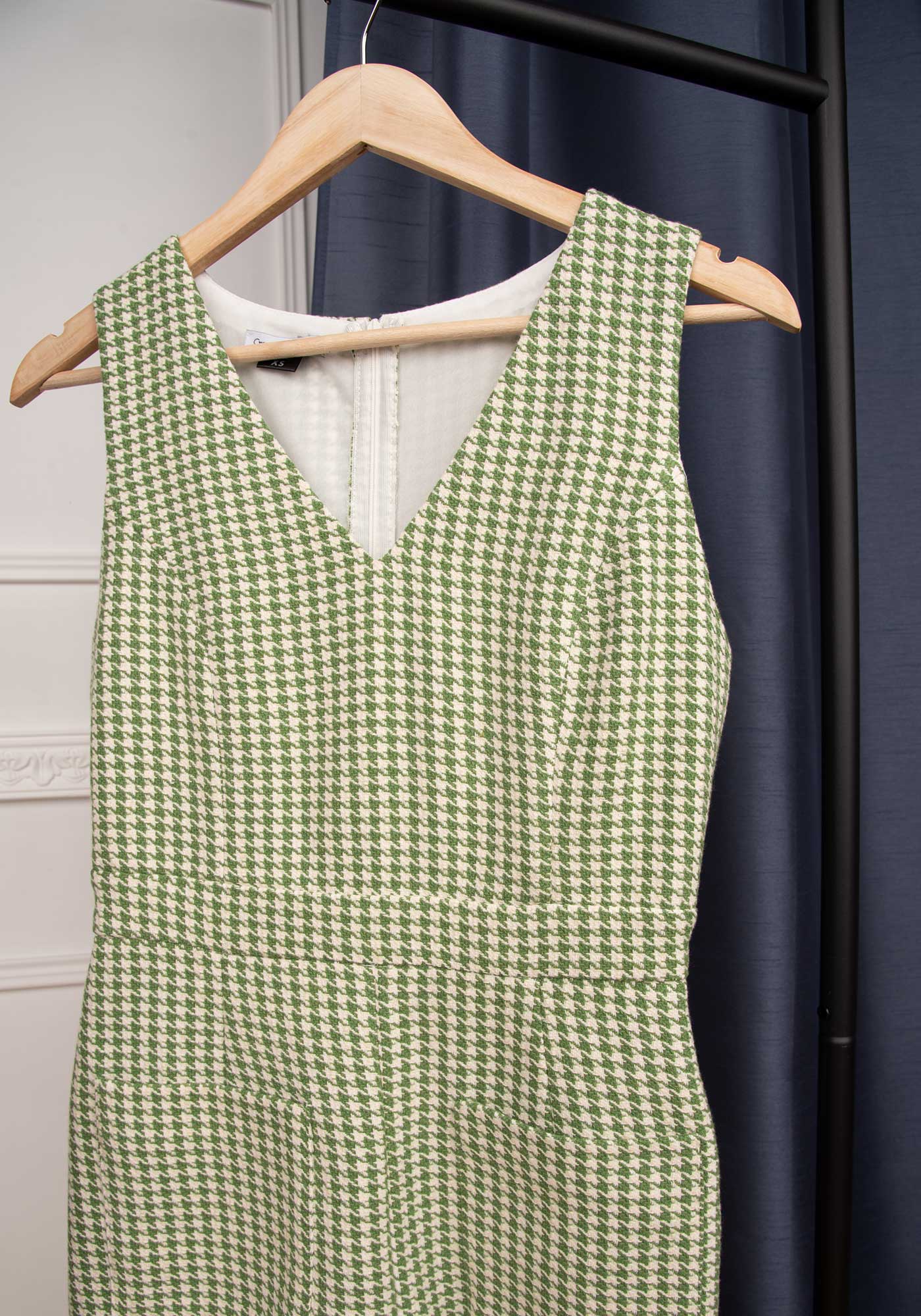Women's Tailored Jumpsuit in Green/ Ecru Tweed