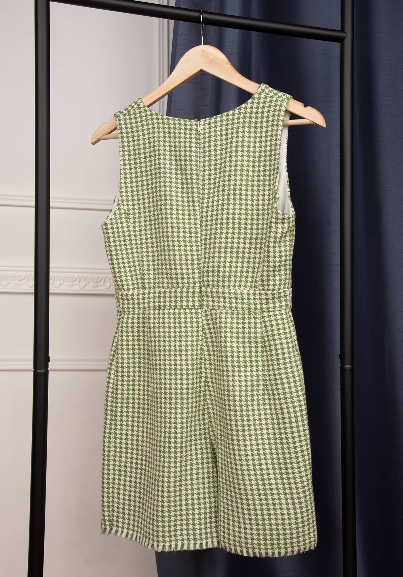 Women's Tailored Jumpsuit in Green/ Ecru Tweed