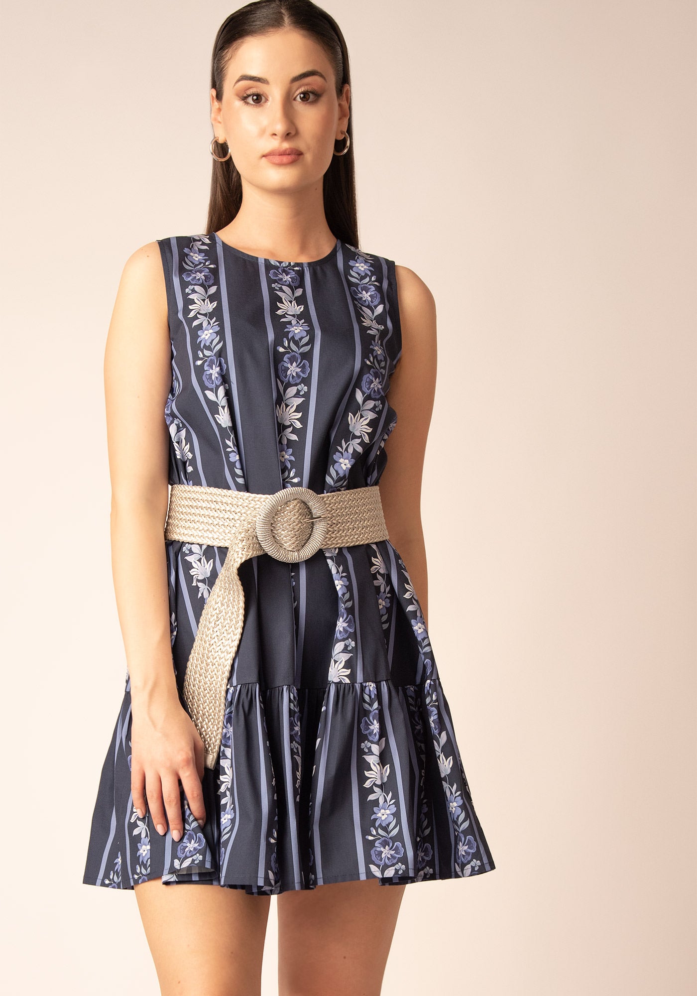 Women's Oversized Summer Dress - Floral Navy