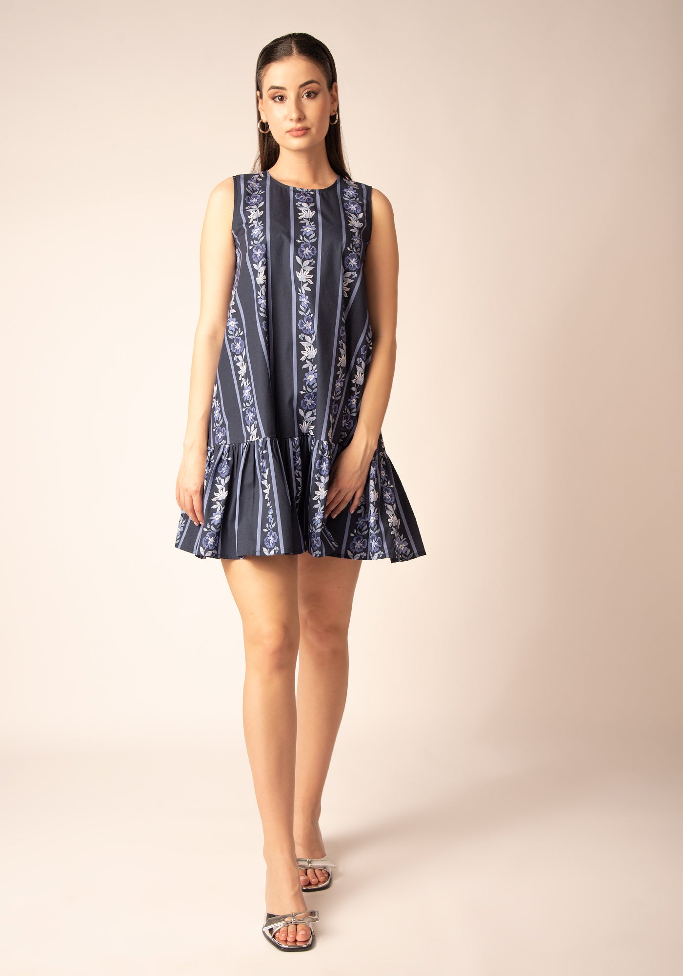 Women's Oversized Summer Dress - Floral Navy
