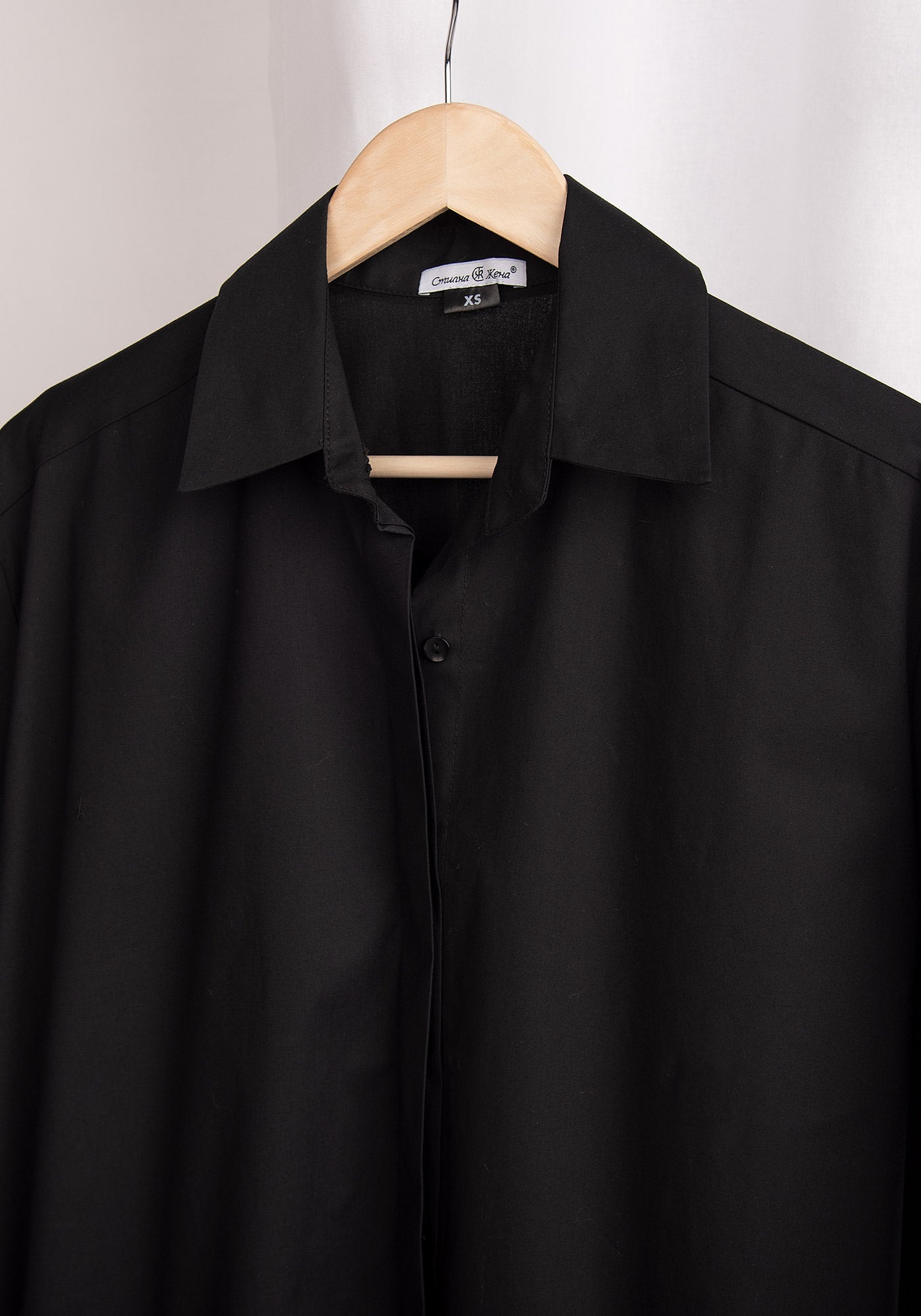 Women's Oversized Button up Shirt in Black Cotton Poplin