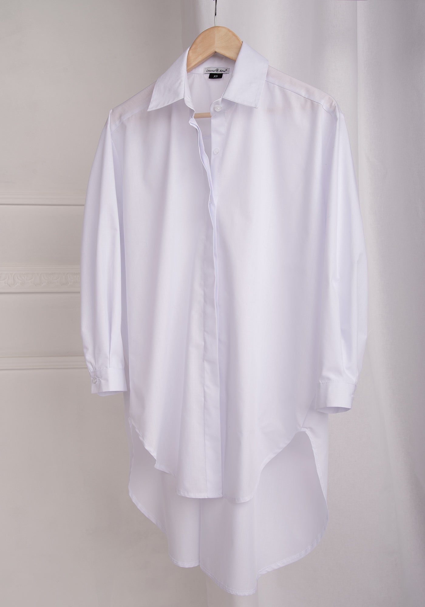 Women's Oversized Button up Shirt in White Cotton Blend