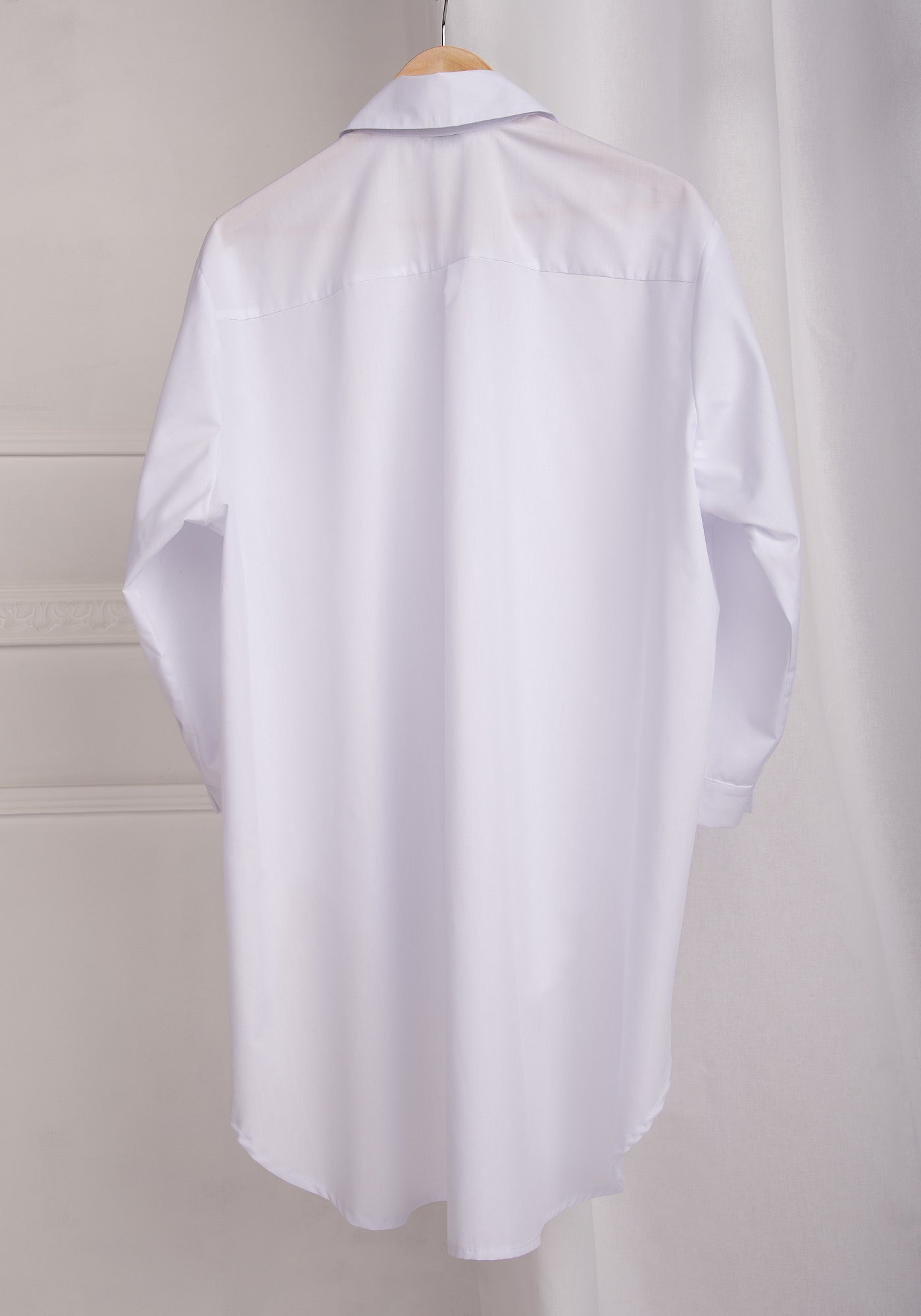 Women's Oversized Button up Shirt in White Cotton Blend