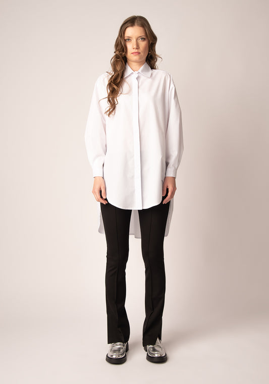 Women's Oversized Button up Shirt in White Cotton Poplin