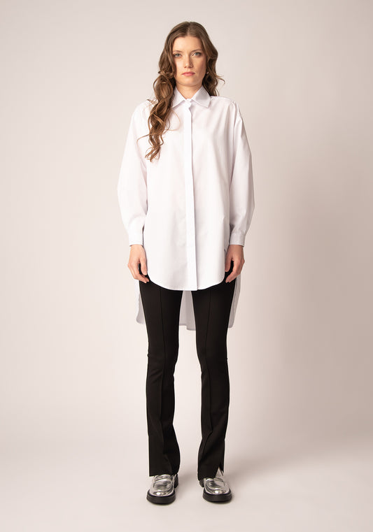 Women's Oversized Button up Shirt in White Cotton Blend