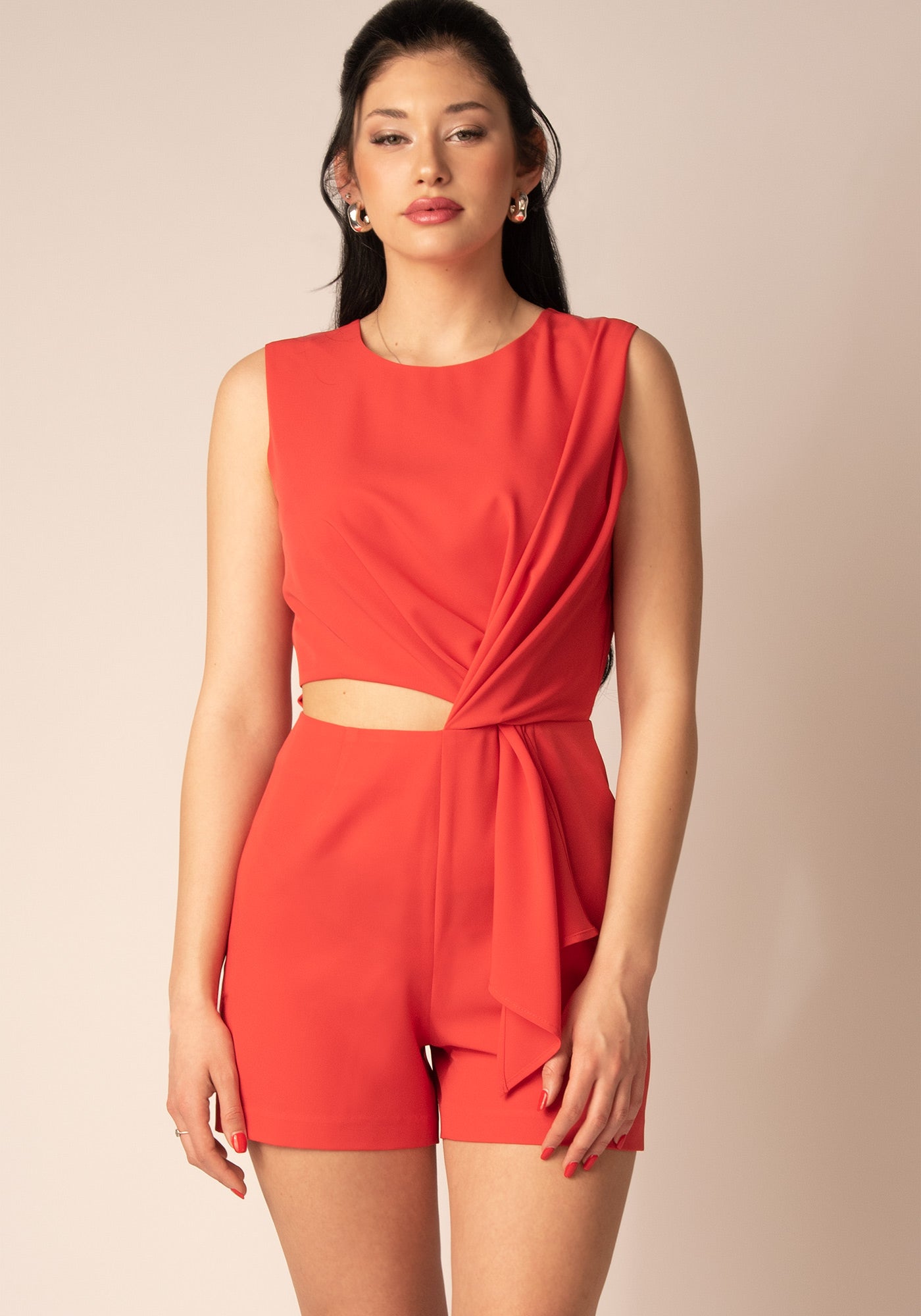 Cutout Playsuit in Coral