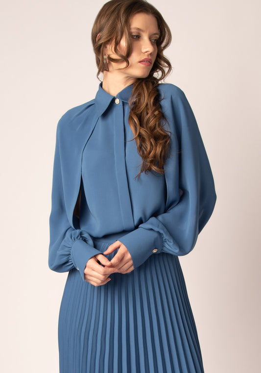 Women's Slit Sleeve Shirt in Blue