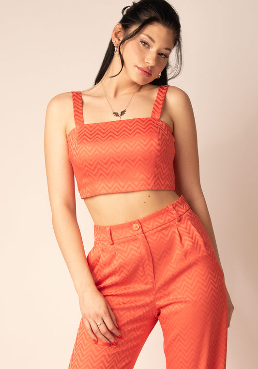 Women's Bustier Top in Lime Jacquard