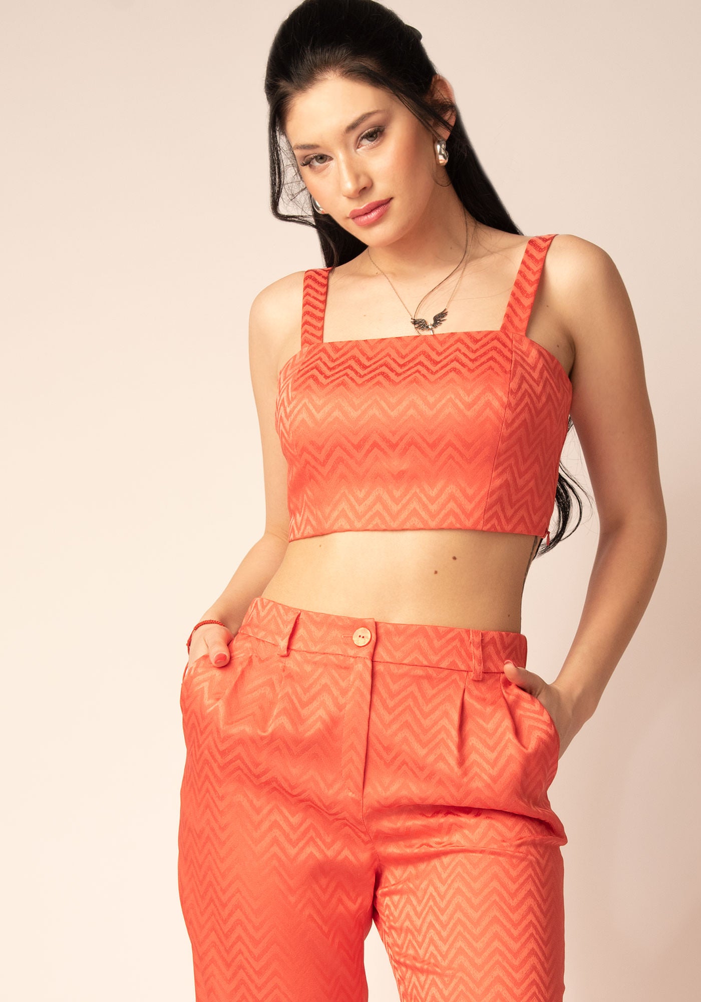 Women's Bustier Top in Lime Jacquard