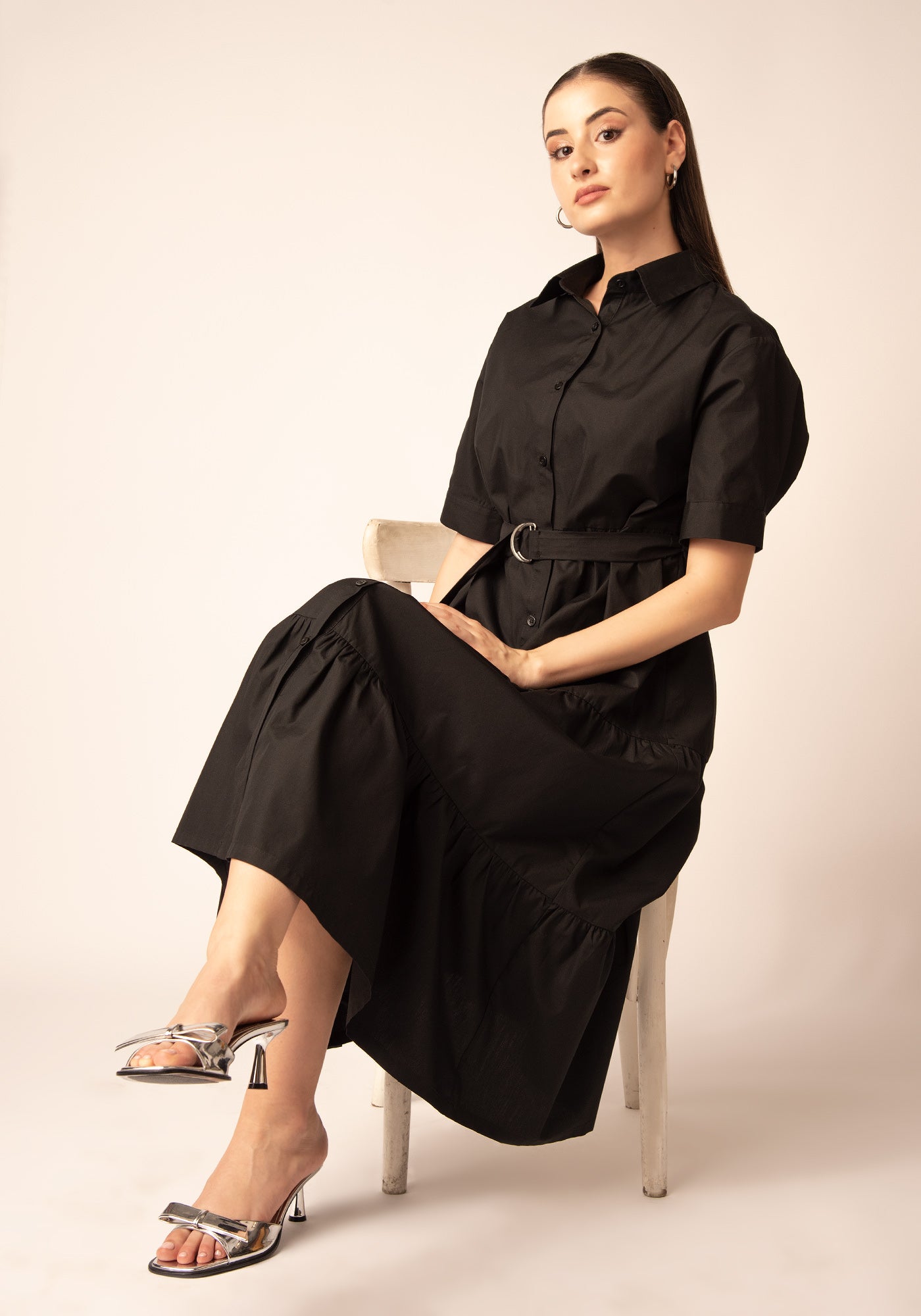 Women's Tiered Summer Dress - Black