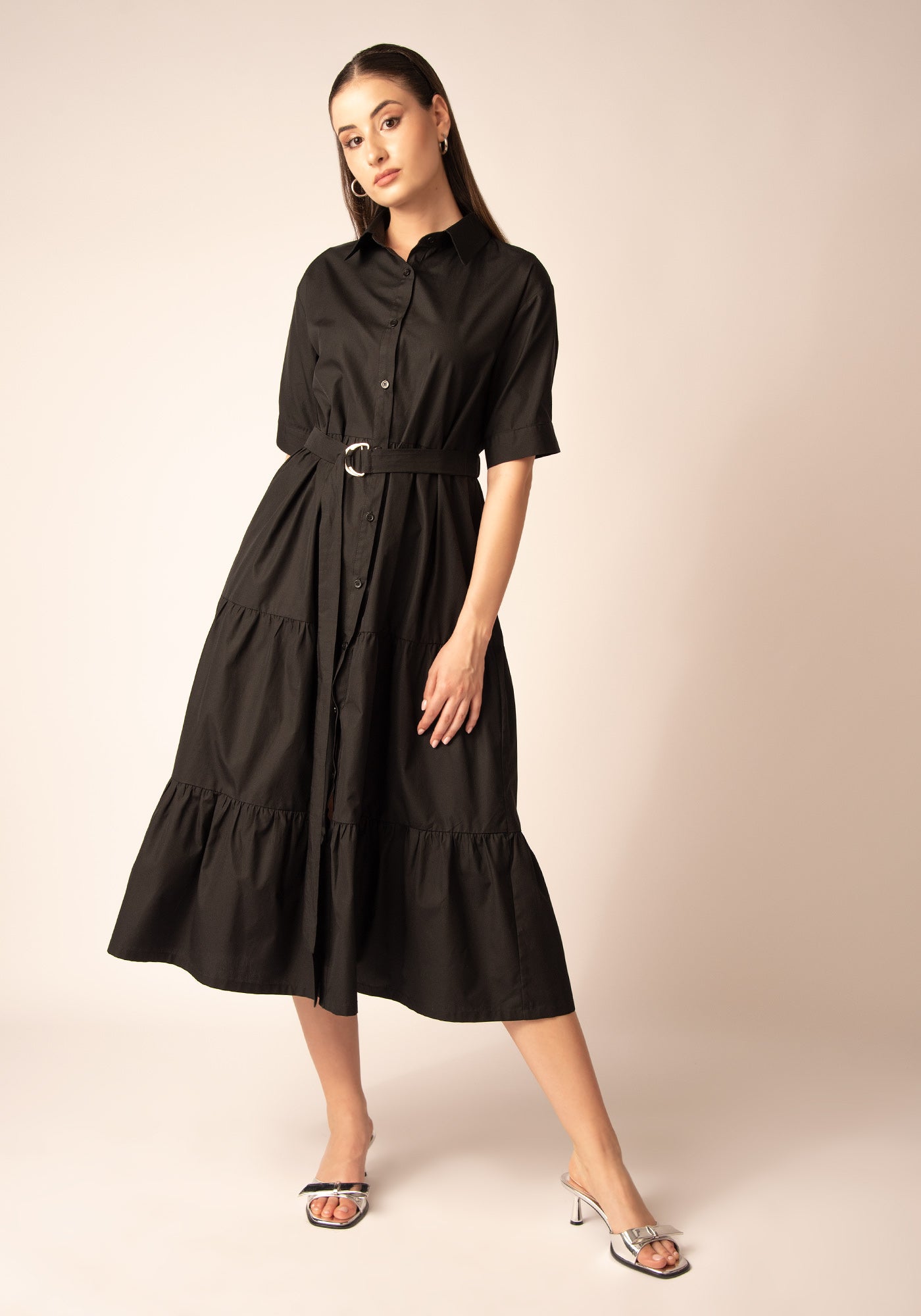 Women's Tiered Summer Dress - Black