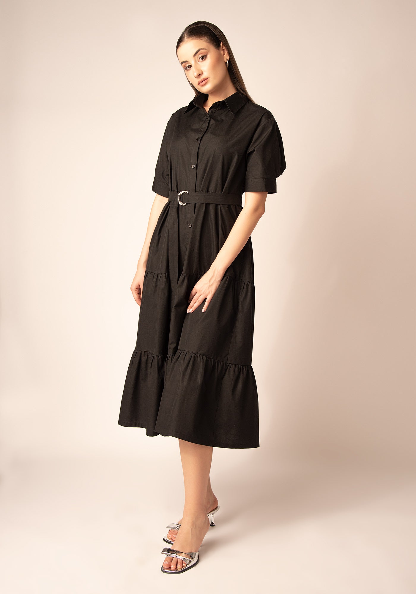 Women's Tiered Summer Dress - Black