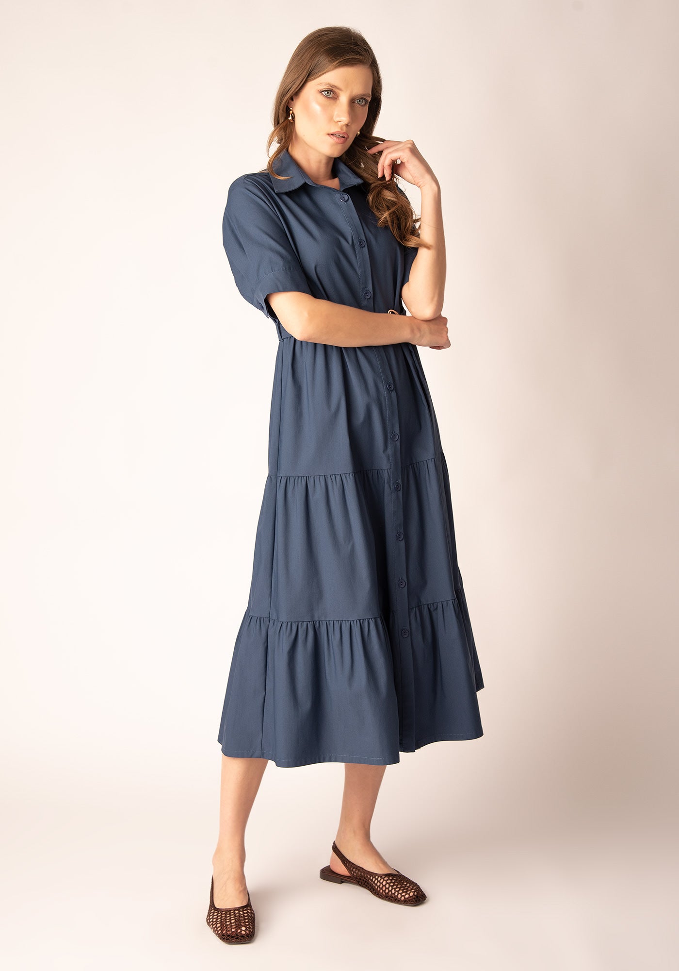 Women's Tiered Summer Dress - Blue