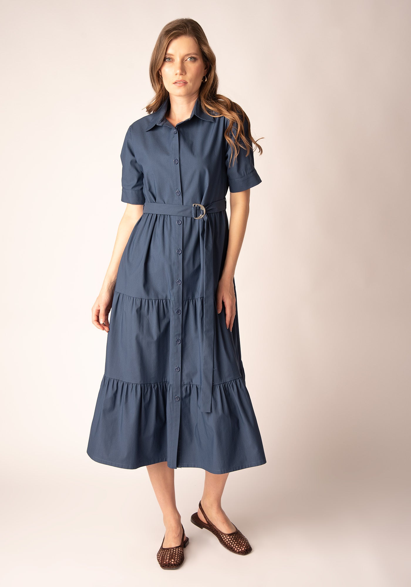 Women's Tiered Summer Dress - Blue