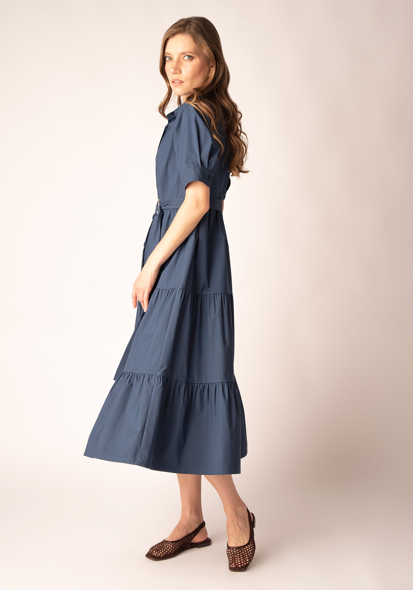 Women's Tiered Summer Dress - Blue