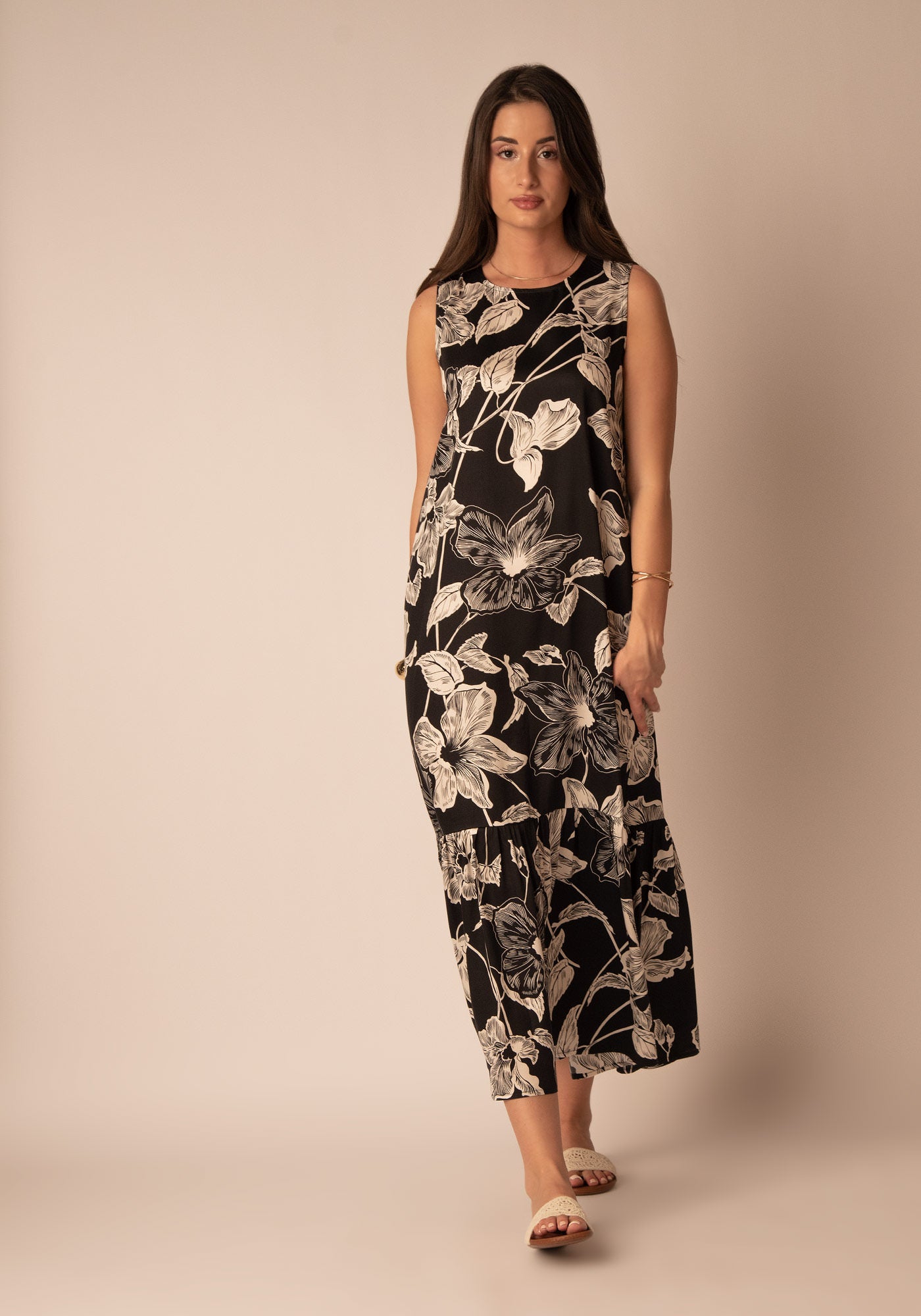 Women's Maxi Summer Dress in Floral black