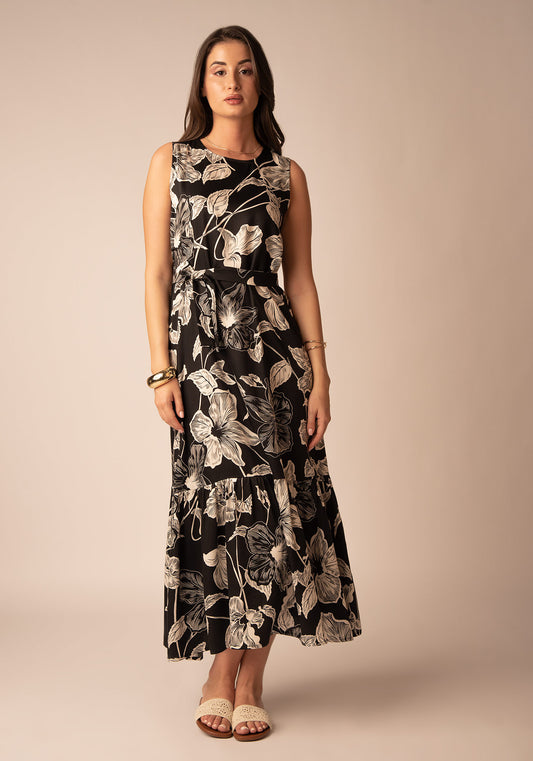 Women's Maxi Summer Dress in Floral black