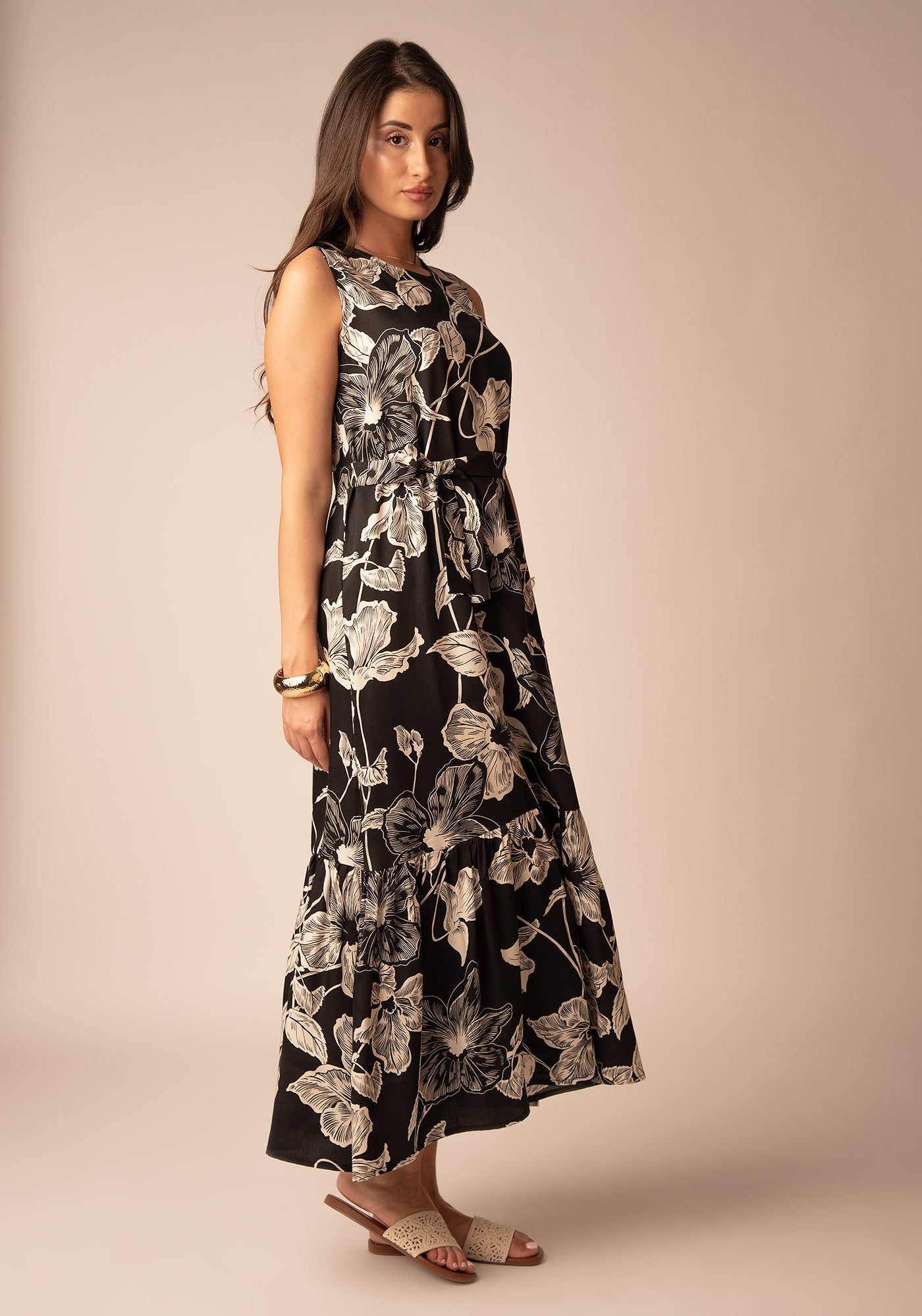 Women's Maxi Summer Dress in Floral black