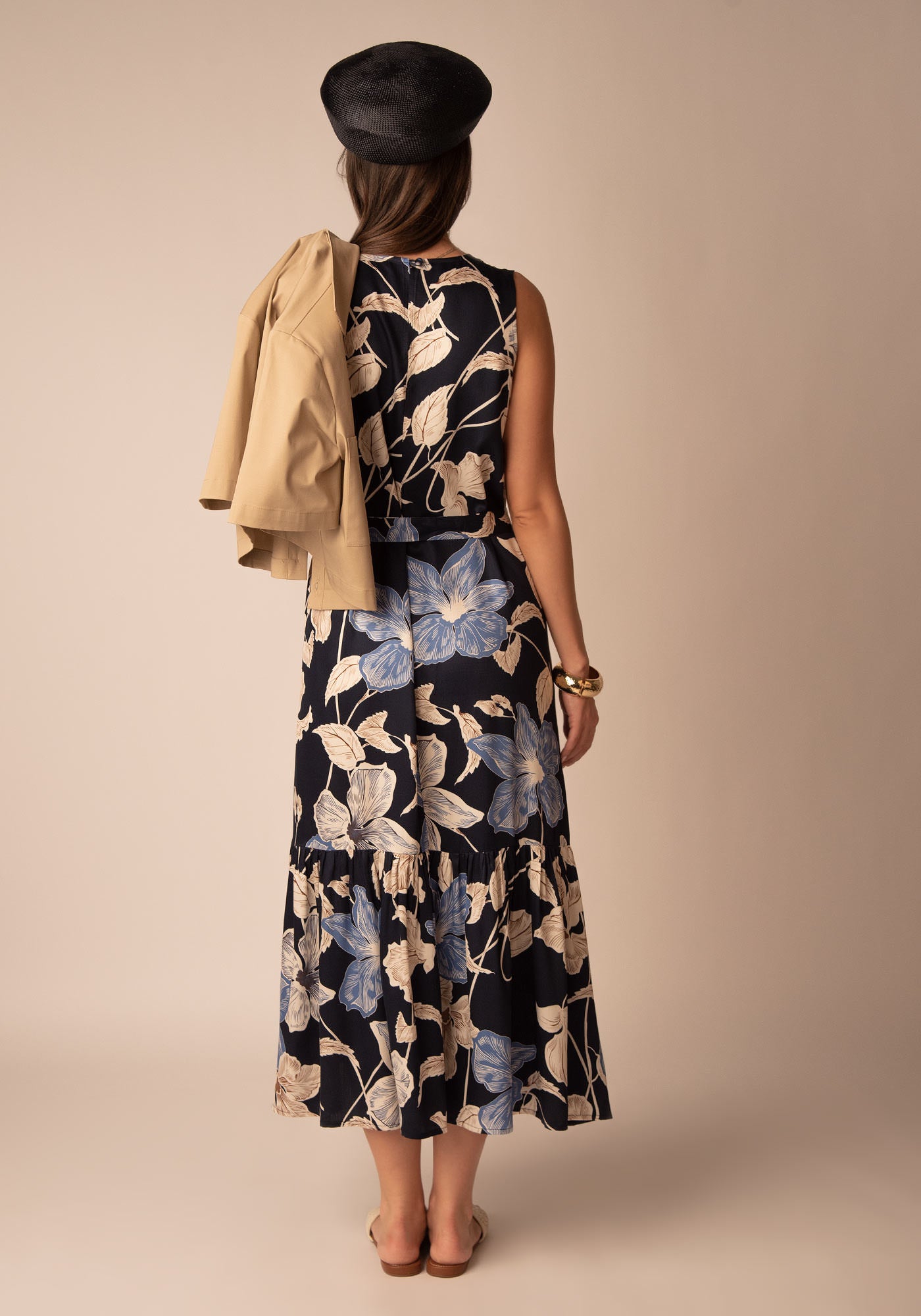 Women's Maxi Summer Dress in Floral navy