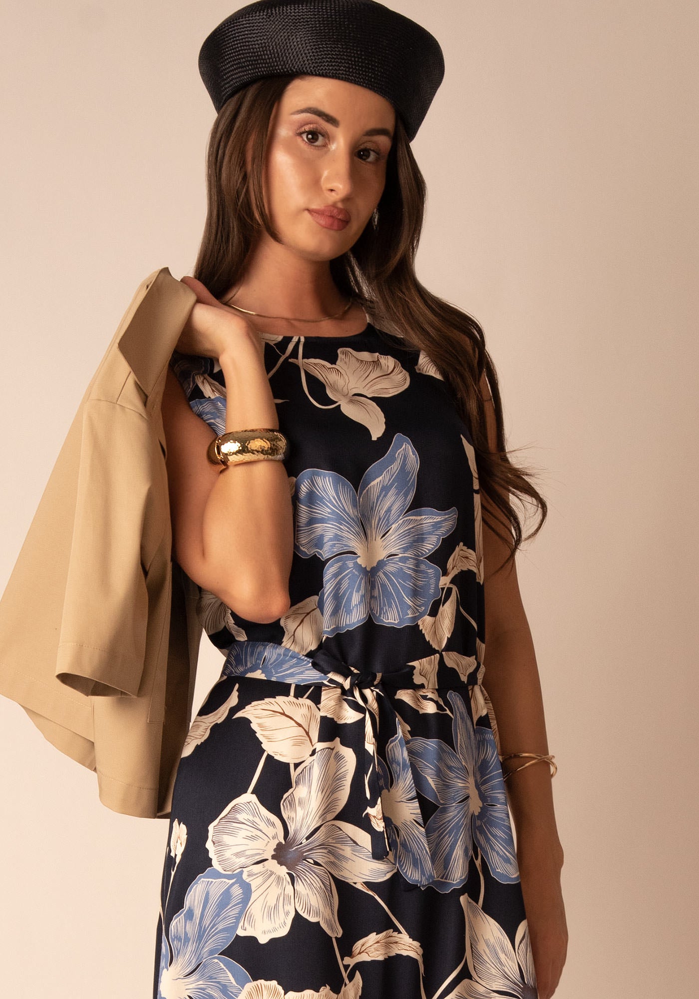 Women's Maxi Summer Dress in Floral navy