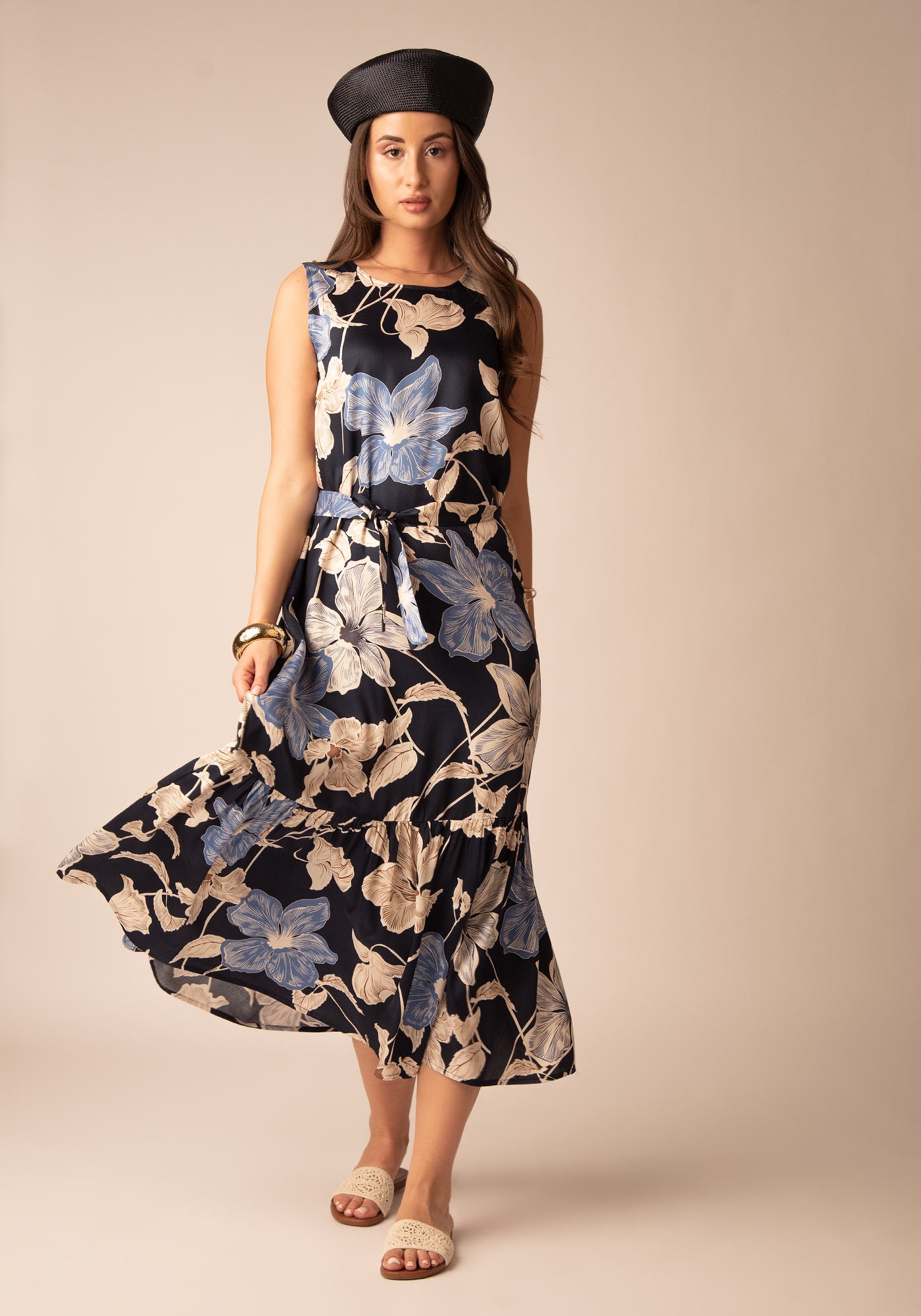Women's Maxi Summer Dress in Floral navy