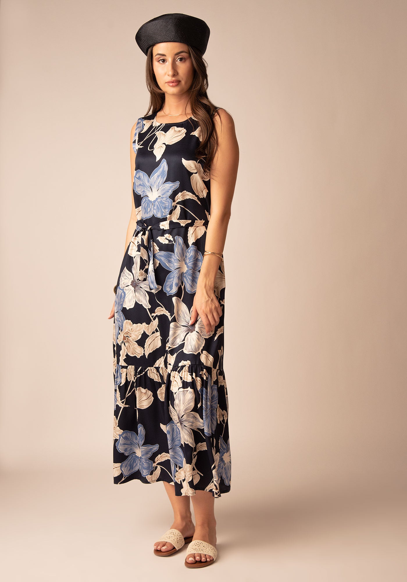 Women's Maxi Summer Dress in Floral navy