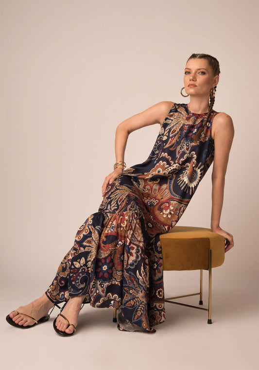 Women's Maxi Summer Dress - Navy Floral