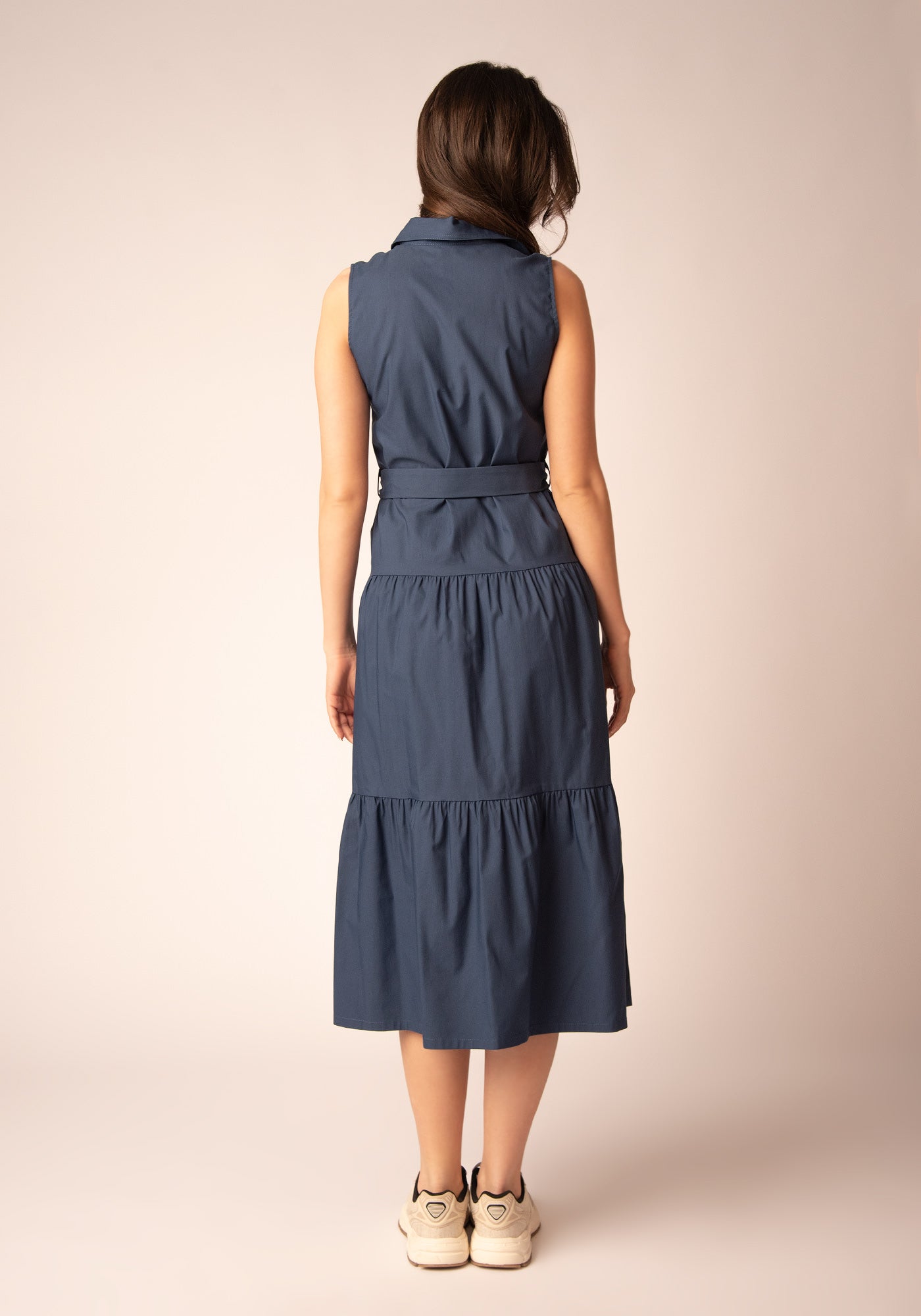 Women's Belted Summer Dress - Blue