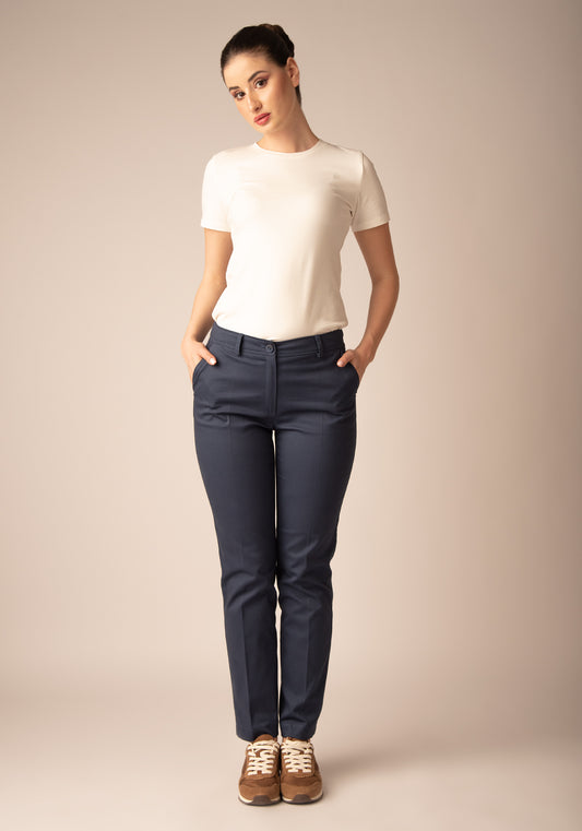 Casual Дамски Панталон тип Цигара в Тъмносиньо